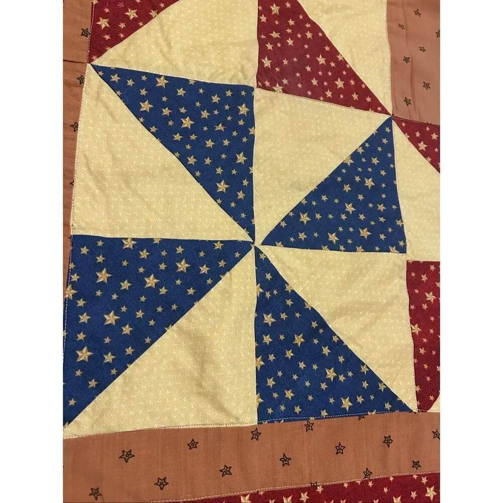 Handmade 48 x 48 Americana 250th USA Anniversary Nine Patch Lap Quilt